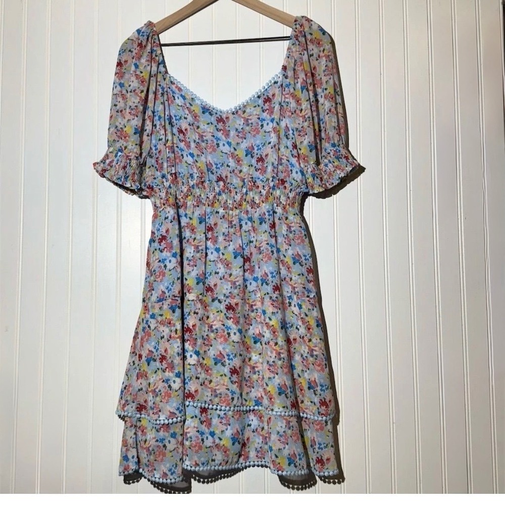 Joy Joy Size M Babydoll Dress Floral Puff Sleeve Fairy Coquette Festival Boho